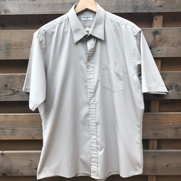 Vintage Yves Saint Laurent Men’s Shirt - Beige - Picture 1 of 4